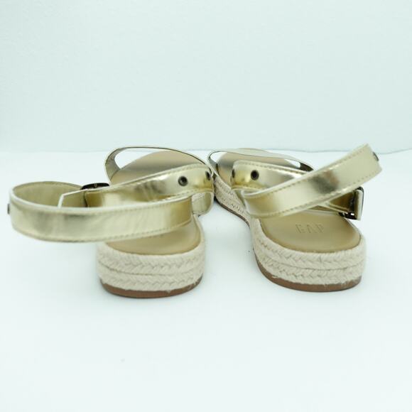 GAP Metallic Gold Platform Strappy Espadrille Comfort Sandals - Size 8.5 - Picture 9 of 9